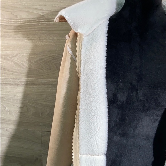 Embroidered floral long faux fur/suede jacket - Picture 4 of 7